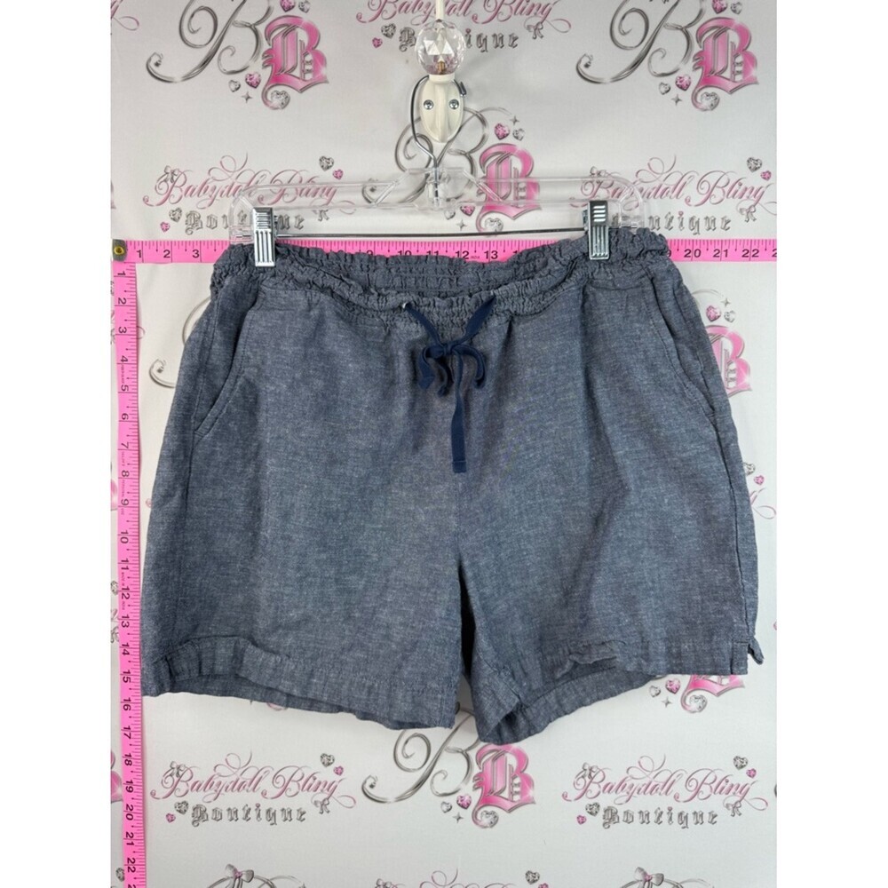 JACHS Girlfriend shorts blue navy Chambray Drawstring Shorts in Heather Navy